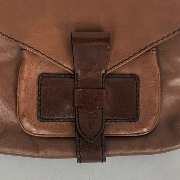 FRYE Leather Clutch in Tan with Brass Tone Hardware
